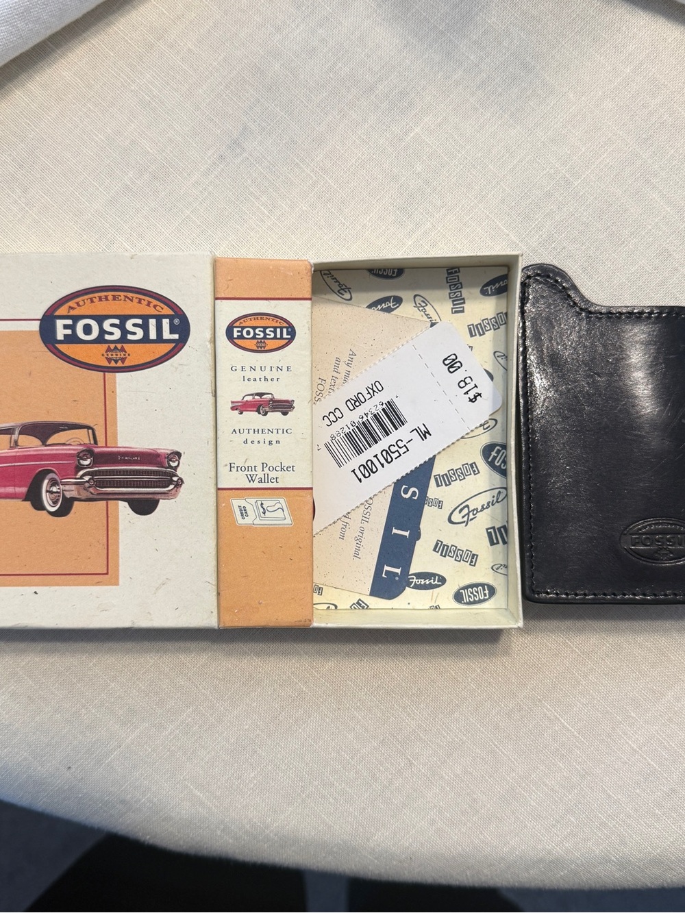 Fossil Black Leather Front Pocket Card & Key Holder